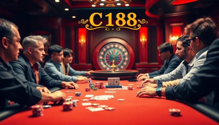 Experience C168 thrill at the poker table, featuring vibrant poker chips and intense gameplay.