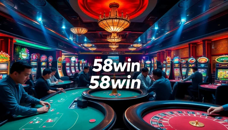 Experience the excitement of 58win as players engage in thrilling casino games amidst a vibrant gambling atmosphere.