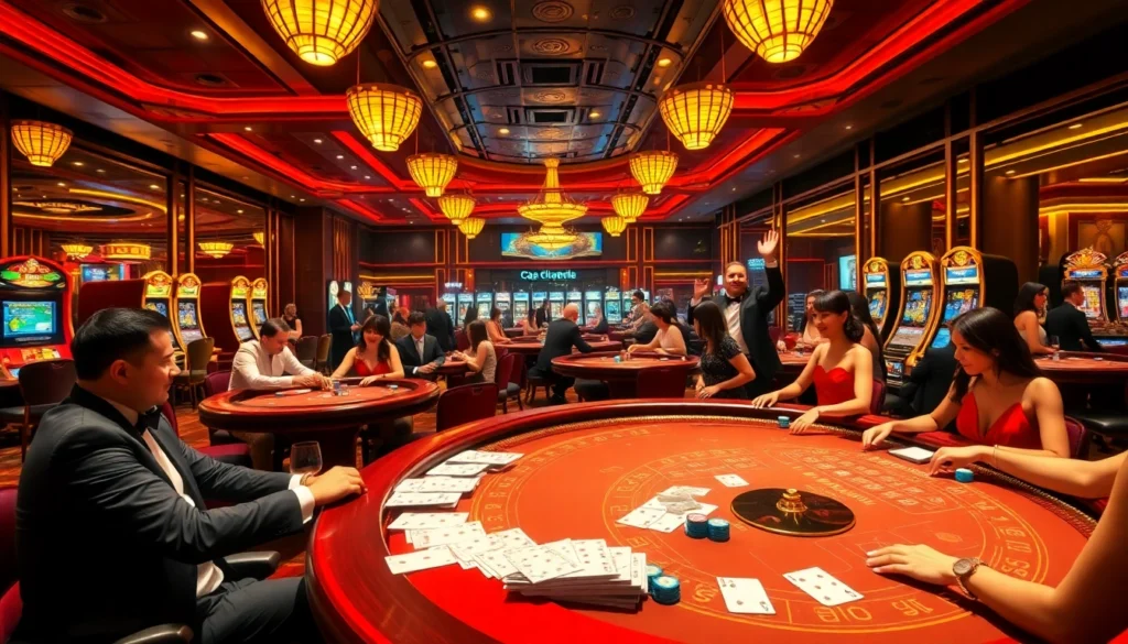 Experience the vibrant atmosphere of a casino at https://go8.chat/, with players enjoying epic gambling moments.