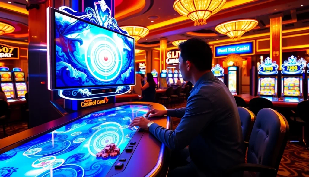 Experience the thrill of bắn cá C168 at a high-energy casino setting with vibrant gaming tables and excited players.